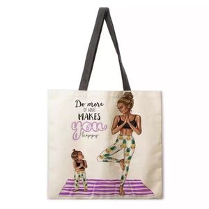 Eco-Friendly Yoga Mama with Little One Folding Tote Bag